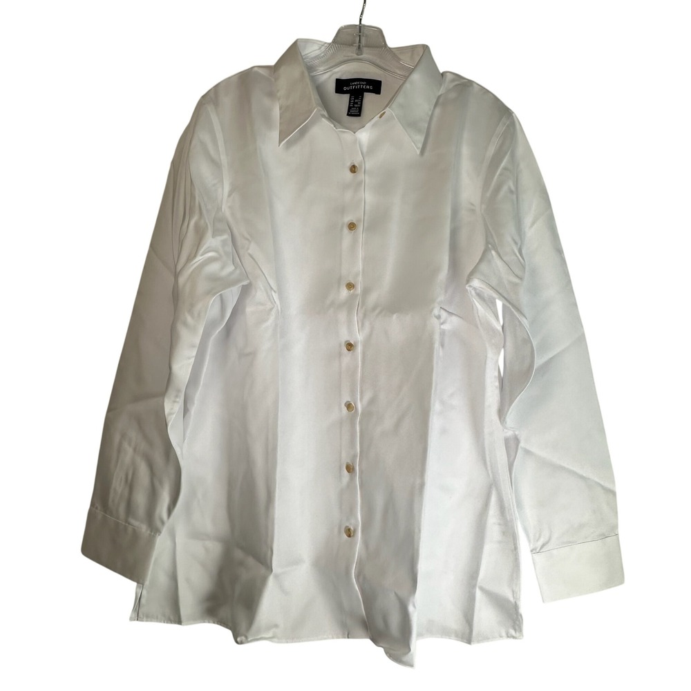 Lands End Outfitters White Performance Twill Button Down Shirt 1X